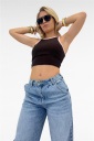 canotta crop costina bicolore